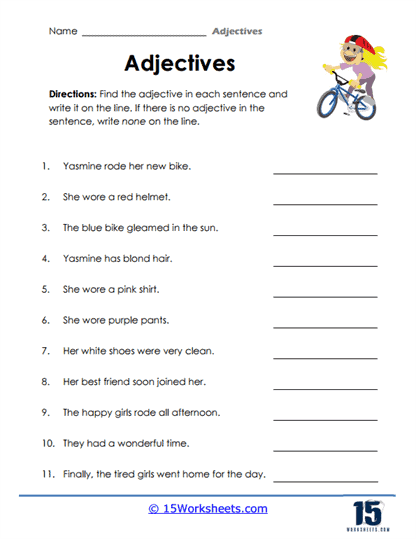 adjectives worksheets for grade 4