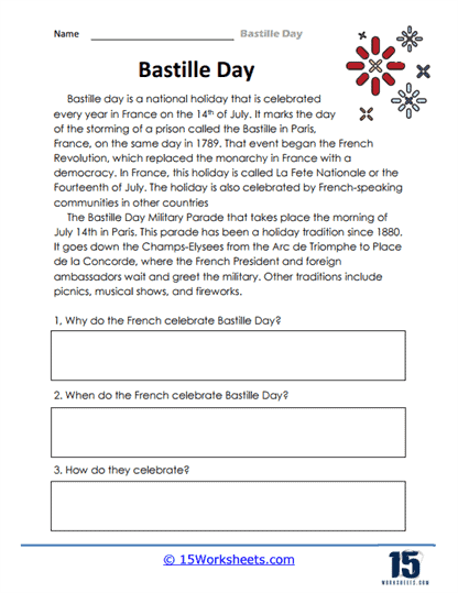 Bastille Day Worksheets