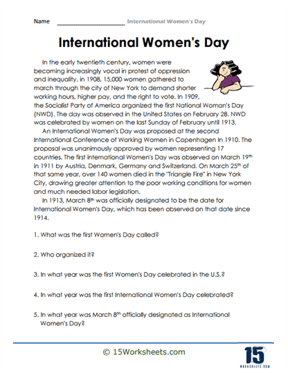 International Women's Day Worksheets