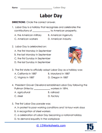 Labor Day Worksheets