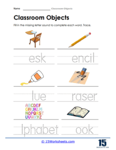 Classroom Objects Worksheets | School Item Printables - 15 Worksheets.com