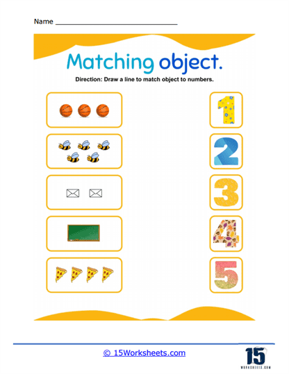 Matching Objects to Numbers Worksheets