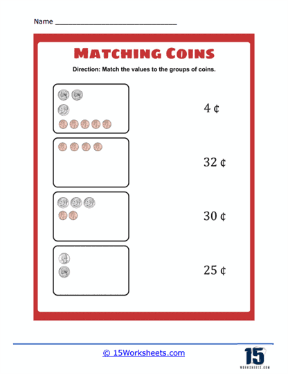Coin Match Worksheet