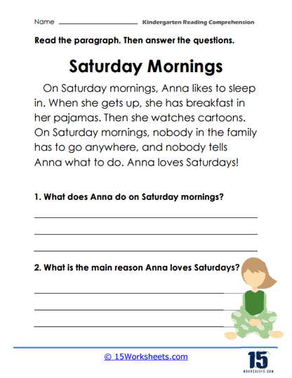 Saturday Mornings Worksheet