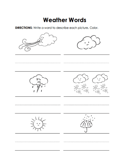 Vocabulary Words Worksheet