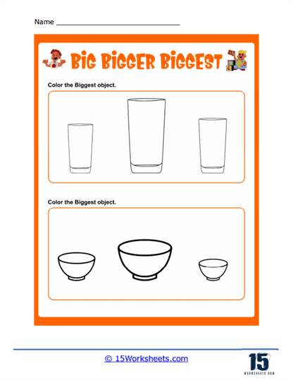 Cups and Bowls Worksheet
