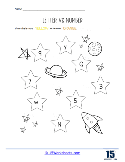 Letters vs. Numbers Worksheets