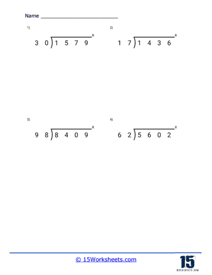 4-digit by 2-digit Remainders