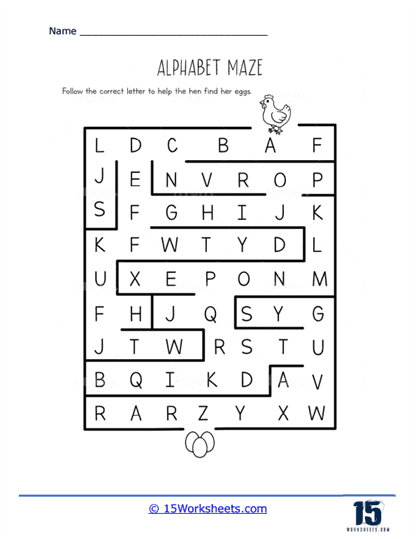 Alphabet Maze Worksheets