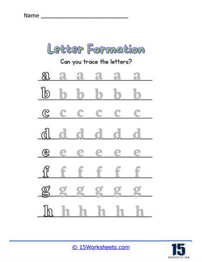 Forming a to h Worksheet
