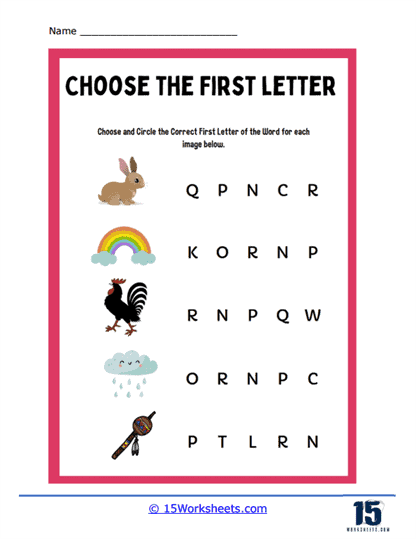 First Letter is R Worksheet