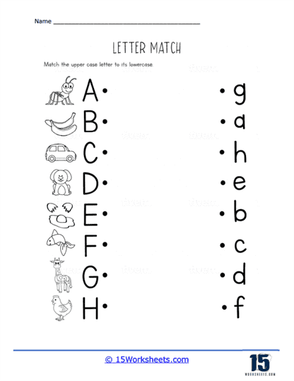 Upper to Lowercase Match Worksheet