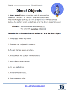 Direct Objects Worksheets - 15 Worksheets.com