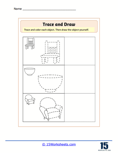 Tracing Household Objects Worksheet