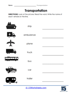 Transportation Worksheets - 15 Worksheets.com