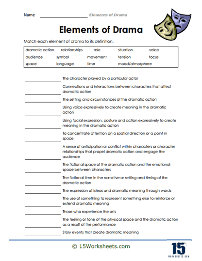 Elements of Drama Worksheets