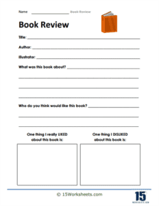 Book Review Worksheets | Help Kids Critique - 15 Worksheets.com