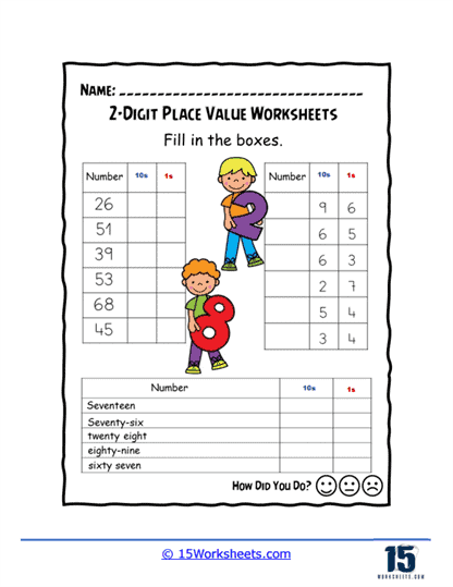 Label Ones and Tens Worksheet