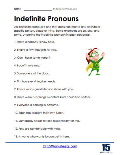 Indefinite Pronouns Worksheets - 15 Worksheets.com