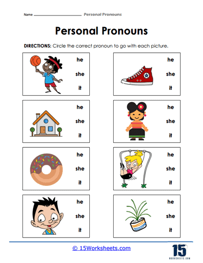 Personal Pronoun Worksheets