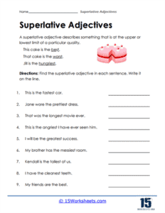 Superlative Adjectives Worksheets - 15 Worksheets.com