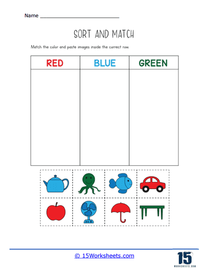 Sorting Objects By Color Worksheet