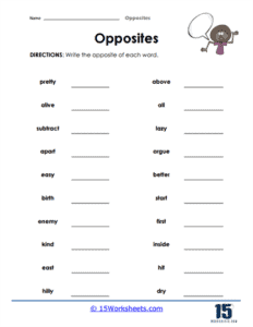 Opposites Worksheets - 15 Worksheets.com