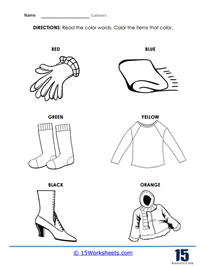 Color Of Items Worksheet