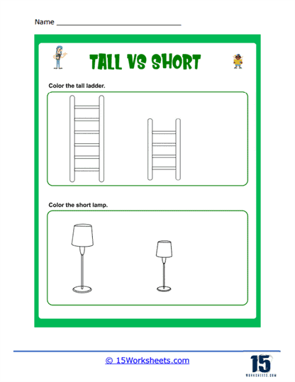 Color Tall and Short Worksheet