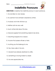 Indefinite Pronouns Worksheets - 15 Worksheets.com