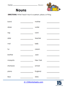 Nouns Worksheets - 15 Worksheets.com