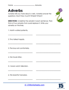 Adverbs Worksheets - 15 Worksheets.com