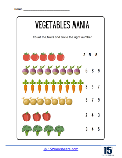 Vegetable Mania Worksheet