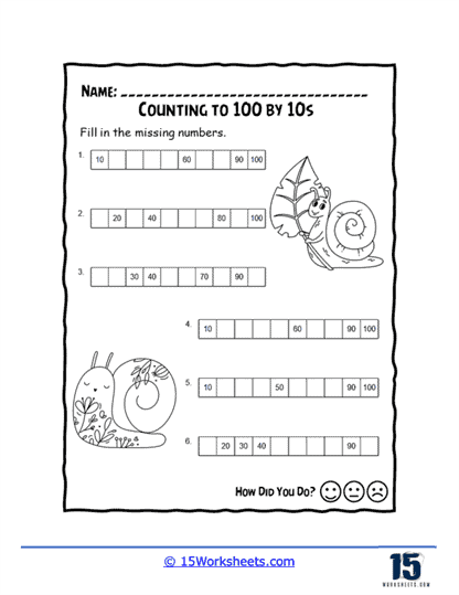 Snail Along Worksheet