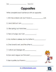 Opposites Worksheets - 15 Worksheets.com