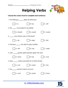 Helping Verbs Worksheets - 15 Worksheets.com