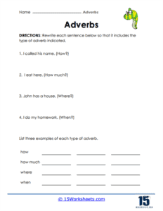 Adverbs Worksheets - 15 Worksheets.com