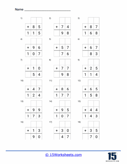 Top Open Double Digit Addition Blocks