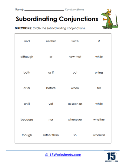 Spot the Subordinate Conjunctions