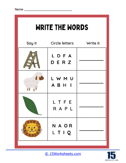 Word Writers Worksheet
