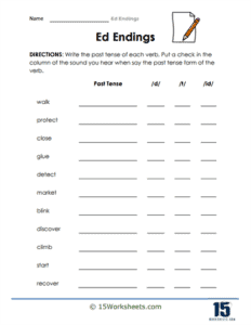 Ed Endings Worksheets - 15 Worksheets.com