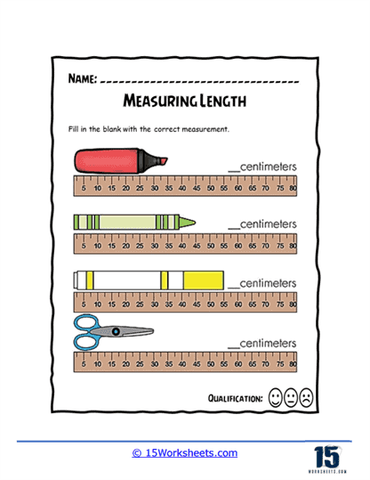 Centimeter Measures Worksheet