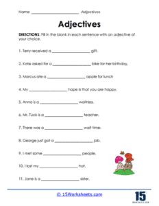 Adjectives Worksheets - 15 Worksheets.com