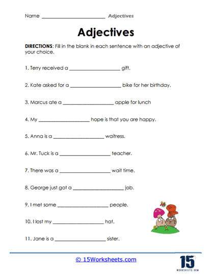 Complete Sentences with Adjectives