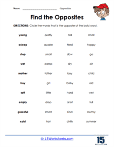 Opposites Worksheets - 15 Worksheets.com