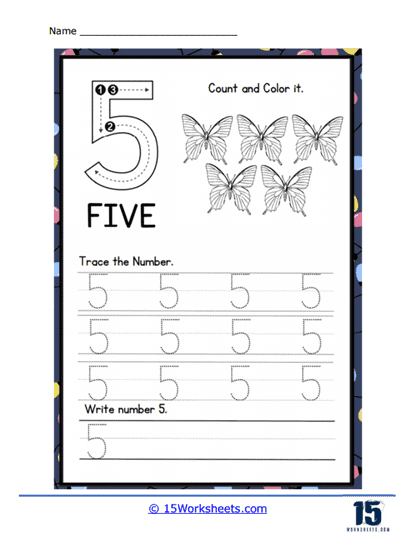 Butterfly Fives Worksheet