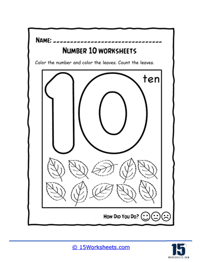 Leafy Number 10 Worksheet