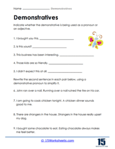 Demonstratives Worksheets - 15 Worksheets.com