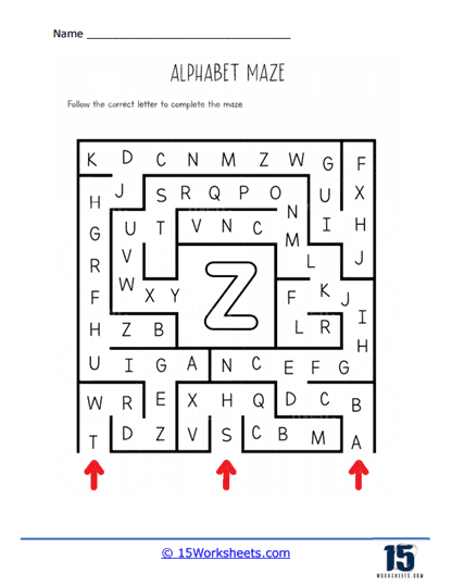 Alphabet Mazes Worksheets - 15 Worksheets.com