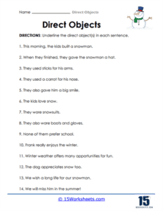 Direct Objects Worksheets - 15 Worksheets.com